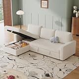 FAVSH 81" L Shaped Convertible Sleeper Sectional Sofa Bed, Beige
