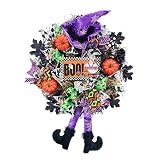 Halloween Wreath for Front Door,20 inch Whimsical mesh Wreath with Witch