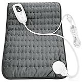 Electric Heating pad with 6 Heat Settings, Auto Shut Off, Dry Electric Heating for Back Neck Knee Arms Legs Shoulder Heat Pads for Christmas Birthday Father's Day Mother's Day (24"X12", Dark Gray)