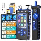KOLSOL Network Cable Tester with 7 Wavelengths Optical Power Meter, CAT5 CAT6 Ethernet Tester with 10mw Visual Fault Locator, RJ11 RJ45 Lithium Battery PoE Wire Tracer with NCV & LED Light (Blue)