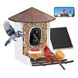 wansview Bird Feeder with Camera-Smart Bird Feeders for Outdoors Solar Powered, Birdhouse with Cam & Alert, 2K HD Live Video, AI Identify Species, Ideal Gift for Tech Lovers, F1, Brown, 2.4G WiFi