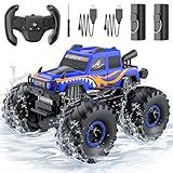 WayEee Remote Control Car Toys for Kids 6+, RC Car Waterproof Monster Truck Toys, Amphibious 4X4 Pickup, All Terrain Off-Road Vehicles, 2.4GHz Remote Control, 1/18 Scale RC Truck Boys Gifts/Blue