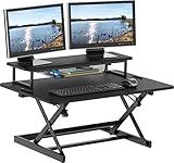 SHW 36-Inch Height Adjustable Standing Desk Sit to Stand Riser Converter Workstation, Black
