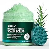 VOERUY Scalp Scrub, Rosemary Scalp Exfoliator Scrub Shampoo, 2-in-1 Scalp Treatment with Mint Oil, Hair Treatment to Clarify and Remove Build Up with Silicone Scalp Massager, 10.6oz/300g