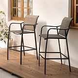 Crestlive 28.7" Outdoor Bar Stools Set of 2, 500 lb Mesh Patio Bar Chairs