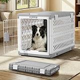 Collapsible Dog Crate for Large/Medium Dogs - 36" L Foldable Dog Cage No-Tool Assembly, Travel Dog Crate with 2 Wheels - Easy to Carry, Space-Saving, Indoor Outdoor Use, 36.4"(L) x22.84(W) 25.8"(H)