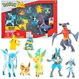 Pokemon Characters Set 8 Pack Pokemon Games Garchomp, Pikachu, Eevee, Lucario, Riolu, Munchlax, Glaceon & Leafeon - Figurine Toys