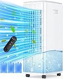 MYICY 25" Windowless Air Conditioner with Double Tanks for 16H Cooling, 25ft Remote & 7H Timer, 3-IN-1 Evaporative Air Cooler, 90° Oscillation, 2-Mode & 3-Speed Swamp Cooler Air Conditioner Portable