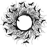 Sggvecsy 17.7"Artificial Black Twig Wreath with Glitter Bats - Handmade Sparkling Hanging Decorations for Front Door, Indoor/Outdoor Halloween Party