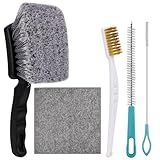 5Pcs Bird Bath Brush Kit, Larbeti 1P Hard Silk Bristle Bird Bath Cleaner Brush, 2P Hummingbird Feeder Cleaning Scrub, 1P Steel Wire Scrub, 1P Clean-Cloth to Hummingbird Feeders, Bath Feeder
