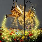 DDQ Solar Watering Can Lights, Warm White/Color LED with Shepherd Hook, IP65 Waterproof Metal Garden Decor, Auto On/Off for Patio Backyard for Mom Family Holidays Gift