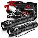 Victoper LED Flashlight 2 Pack, Bright Tactical Torch High Lumens with 5 Modes, Waterproof Zoomable Flash Light for Outdoor, Birthday Gifts for Men, Dorm Room Hiking Camping Essentials Gear for Guys