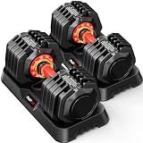 Mouldbody Adjustable Dumbbell Set Pair 50 lb, 10-in-1 Free Weight Set