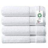 Delara 100% Organic Cotton Towels 650 GSM Plush Feather Touch Quick Dry Bath Towel, Pack of 4 GOTS Certified, Oeko-Tex Green Certified, Organic Cotton Bath Towel, 30"X58"