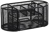 Amazon Basics Mesh Desk Organizer with Pen Holder, Pullout Drawer and Office Caddy Storage, 9.25" x 4.53" x 3.94", Black