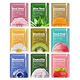 9 PCS Plant and fruit mask,Birthday Party Spa Gifts for Teens Girls,Bulk Collagen Face Mask for Women Skin Care,Facial Mask Skincare Gifts Set,Soothe Face Mask for Spa Party,Hydrate and whiten