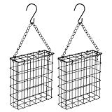Yojanner 2Pcs Outdoor Suet Cage Bird Feeder, Wild Bird Feeder, Single Suet Cake Capacity, Fruit and Suet Feeder Style for Outside Hanging(Black)