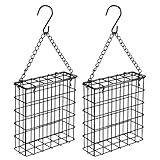Yojanner 2Pcs Outdoor Suet Cage Bird Feeder, Wild Bird Feeder, Single Suet Cake Capacity, Fruit and Suet Feeder Style for Outside Hanging(Black)