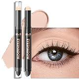 Wugbc Dual-Ended Pearl Matte Eyeshadow Stick - Long-Lasting Cream Eye Shadow Stick Crease-Proof Eyeshadow Pencil, Easily Blendable Multi-Use Eyeliner Eye Brightener Makeup with Built-in Smudger, 01