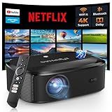 4K Projector with Wifi and Bluetooth, ELEPHAS Outdoor Movie Projector with NETFLIX/Prime Video/YouTube Built-in, 100,000+ Apps Supported, Video Projector Compatible with HDMI/USB/iOS/Android/Windows