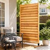 Enclo Louvered Freestanding/Surface Mounted Privacy Screen, Cedar Wood