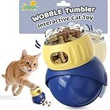JoyBruko Interactive Cat Toys Treat Puzzle - for Indoor Cats Weight Loss Wobble Tumbler Feeder Food Dispenser, Fun Sliding Rolling, Enrichment Portion Control Slow Feeder for Kittens & Adult Cats