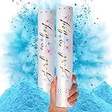 PrimePure Gender Reveal Confetti Cannon - Biodegradable Powder Cannons Smoke Bomb - Blue, 2 Pack - Party Poppers Baby Powder Blue Confetti Poppers for Baby Boy Gender Reveal Party