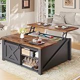 SEDETA 31.5" Lift Top Coffee Table with Storage, Square Coffee Tables for Living Room, Farmhouse Coffee Table with Large Hidden Storage Compartment and Adjustable Shelves, Black