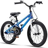 RoyalBaby Freestyle Kids Bike Boys Girls 18 Inch BMX Childrens Bicycle with Kickstand for Ages 5-8 years, Blue