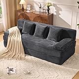 LOOMORA 78.7IN Folding Sofa Bed - Convertible Sleeper Sofa Couch with Removable Pillows, 3 Seater Couches Bed for Living Room, Bedroom, Apartment, No Assembly Required, Freestanding, Corduroy, Gray