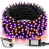 TW SHINE Halloween Lights, 200 LED 66FT Outdoor Halloween Lights Plug in with 8 Modes, Waterproof Light Outdoor, Indoor Decorations for Party Yard Haunted House Decor, Orange and Purple
