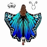 Sunlisky Adult Butterfly Costume Women Monarch Butterfly Wings Cape Shawl Halloween 3Pcs Mask Headband