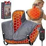 UTK 30s Fast Heating Pad for Neck and Shoulders and Back, Far Infrared Graphene Wrap with 6X Deeper Pain-Relief, 8 Heat Levels, Auto Shut-Off & Memory, 24"x20" Weighted Heating Pads Gift (Grey)