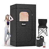 Dikutar Sauna Box - Portable Sauna for Home with Upgraded 3L 1500W Steamer, Folding Chair and Non-Slip Mat for Relaxation Spa, 5-Layer Waterproof and Insulated Steam Tent, 3x3x6ft, Larger (Black)