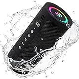 BassBloom Roar 3 Portable Bluetooth Speaker,20W Powerful Sound with JIKE Bass,IPX6 Waterproof,24H Playtime,Bluetooth 5.4,RGB Lights,Wireless TWS Pairing,Outdoor for Camping and Beach (Black)