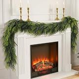 N&T NIETING 9FT Christmas Norfolk Pine Garland Real Touch Artificial Greenery Garlands Faux Winter Garland for Mantle Fireplace Table Stair Front Door Indoor Outdoor Holiday Xmas Decorations (1 Pcs)