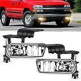 Nilight Fog Light Assembly Compatible with 1999 2000 2001 2002 Chevy Silverado 1500 2500 2001-2002 3500 2000-2006 Suburban Tahoe Clear Lens