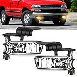 Nilight Fog Light Assembly Compatible with 1999 2000 2001 2002 Chevy Silverado 1500 2500 2001-2002 3500 2000-2006 Suburban Tahoe Clear Lens