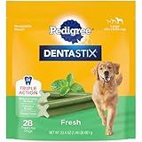 Pedigree Dentastix Large Breed Dog Treats, Fresh Flavor, 1.46 lb. Bag (28 Treats)