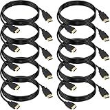 HDMI Cable 6 FT 10-Pack, 4K HDMI Computer Cable 6FT, Shielded HDMI 2.0 CL3 Rated Cord for Smart Monitor with Streaming TV, 4K, 1080P@144Hz,ARC & CL3 Rated for Laptop, Monitor, PS5, PS4, Xbox, Soundbar
