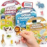 Reusable Sticker Books for Toddlers 2-4 Years, Kids 1-3 - 100+ Jelly Puffy Stickers for Kids, Stickers for Toddlers, Toddler Crafts, Toddler Books Ages 2-4 - Reusable Easter Basket Stuffers
