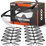 OXG 12 Pack Safety Glasses, ANSI Z87.1 Impact Resistant Anti-Scratch Safety Goggles for Men Women Youth (Clear)