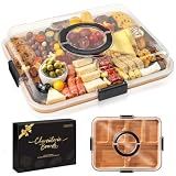 Renmxj Portable Charcuterie Boards with Lid, Cheese, Veggie & Snack Tray
