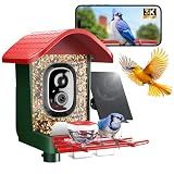 3K Smart Bird Feeder with Camera, 2.4GHz WiFi Solar Camera Feeder, AI Bird Species Identification & Real-Time App Alerts, Chew-Proof & Waterproof for Outdoors