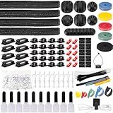 604 Pcs Cable Management Kit, 4 Cord Organizer Sleeve, 7 Cable Holder, 38 Adhesive Cord Clips, 40 Pcs+5 Roll Cable Organizer Straps 200 Cable Ties 300 Cable Wire Clips for PC TV Under Desk