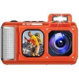 Maxmango V08 Pro 49FT Underwater Camera - 8K 90MP WiFi Waterproof Digital Camera with Touchscreen, Dustproof Shockproof Rugged Camera for Snorkeling, 64G Point and Shoot Digital Digital Cam - Orange