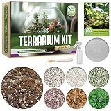 DUSPRO Terrarium Kit, Include Potting Soil, Pumice, Zeolite, Green Moss, Sphagnum Moss, Decorative Stone, Mesh, Tools, DIY Terrarium Kit for Kids, Air Plant, Succulent