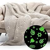GUARDMAN Glow in The Dark Chanukah Blanket – Soft Flannel Throw with Menorah, Dreidels & Jewish Stars – Perfect Hanukkah Gift for Kids & Adults – Cozy, Plush, and Machine Washable – Holiday Blanket