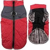 JoyDaog Warm Fleece Dog Coats for Small Dogs,D-Rings Waterproof Puppy Jacket for Cold Winter,Red M