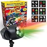 Star Shower Slide Show Full Color Projector Multi Purpose with 4 Christmas & 2 Halloween Slides Included. Weather-Resistant, Decorate for Holidays Quick & Easy.